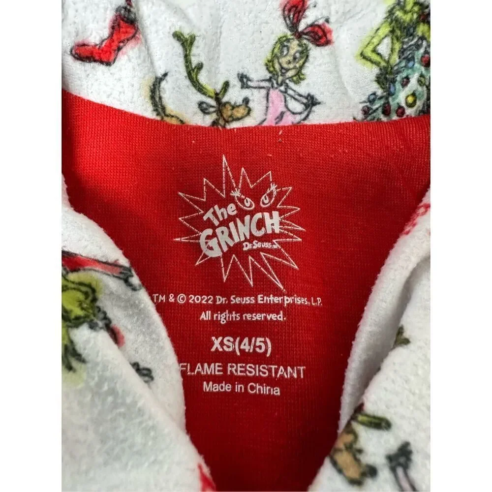 The Grinch Boy's Flannel 'Be Nice' Holiday  Pajama Top Size XS (4-5)